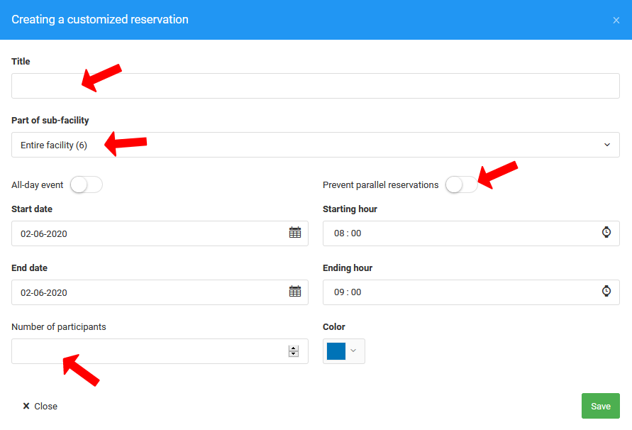 Reservation form