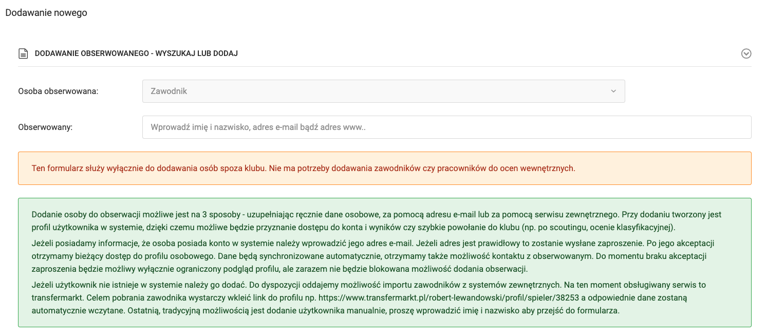Add observed form